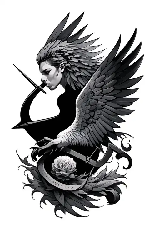Archer And Wing Tattoo Design Combining Elements
