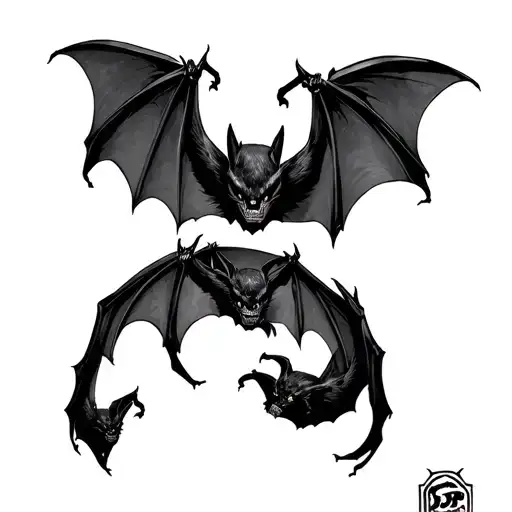 Black Filled In Bats On Forearm Sleeve