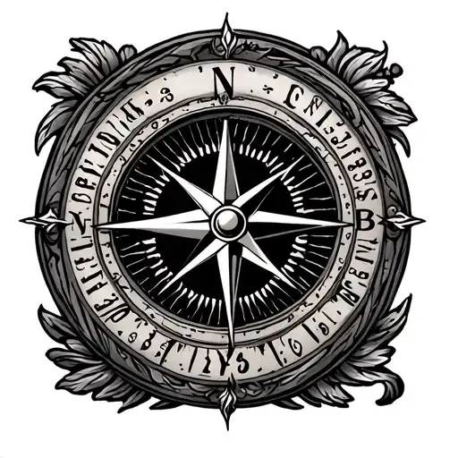 New Orleans Theme Full Thigh Tattoo Around Compass