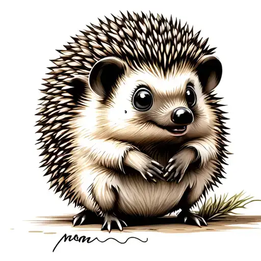 Hedgehog With Writing Saying Mom Nan