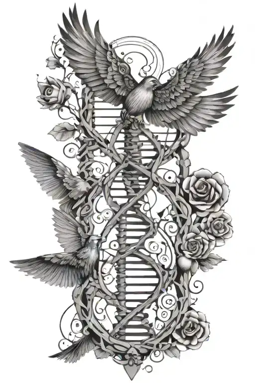 Dna With Tomorrowland Symbol And Mysteryland Bird Incorporated In The Strands Of Dna