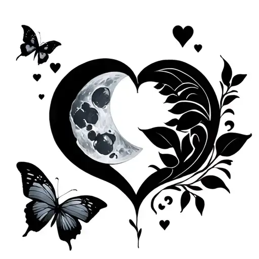 Moon And Heart And Butterfly