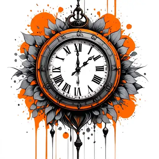 Clock Shaded Orange And Grey