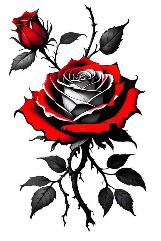Black And Red Concrete Rose With Roots