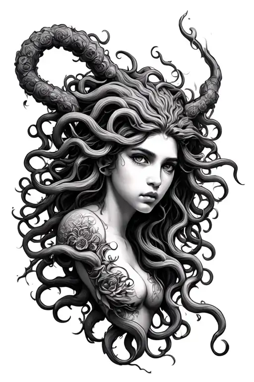Medusa Leg Sleeve Tattoo Design