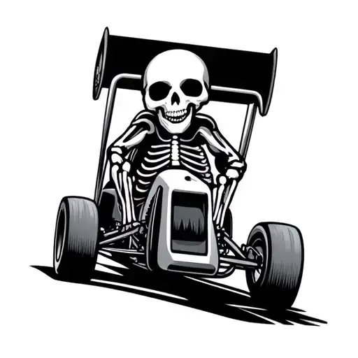 Cartoon Racing Skeleton Sprint Car