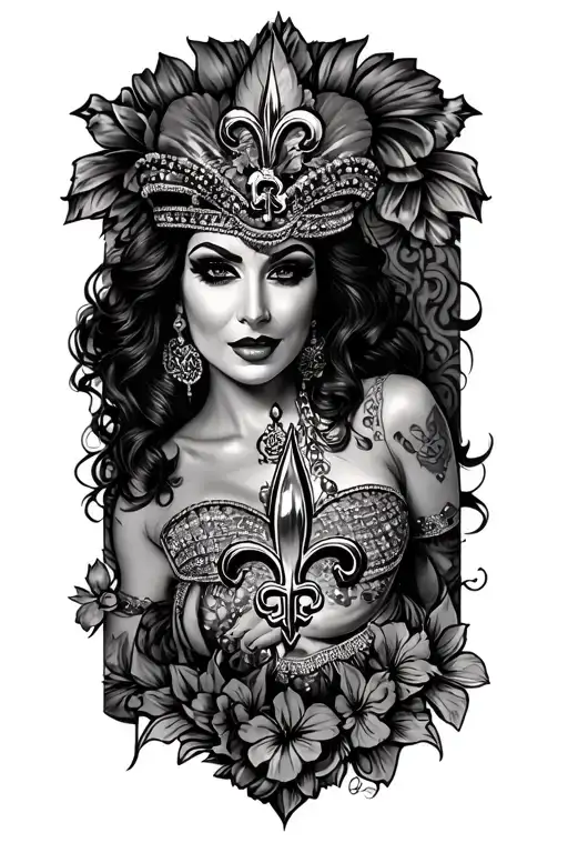 Mardi Gras And New Orleans Saints Theme Full Thigh