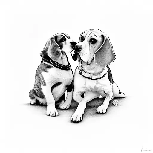 A Boy And A Beagle Sitting Watching The Sunset