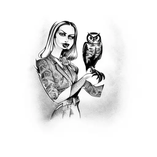 A Silhouette Of A Businesswoman Holding Hands With An Owl