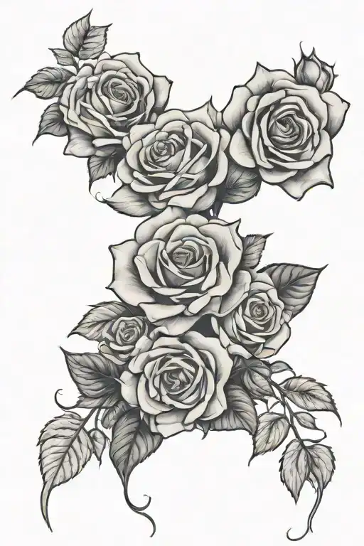 Roses And Dad With Childrens