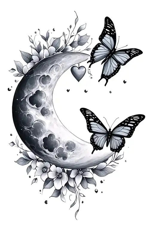 Moon And Heart And Butterfly