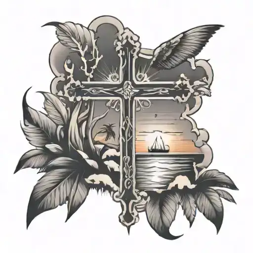 Cross And Sunset Beach