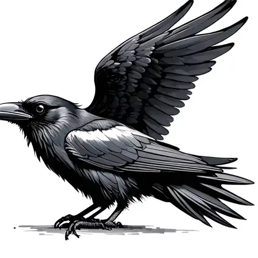 Raven With Sipped Wings Minimalist
