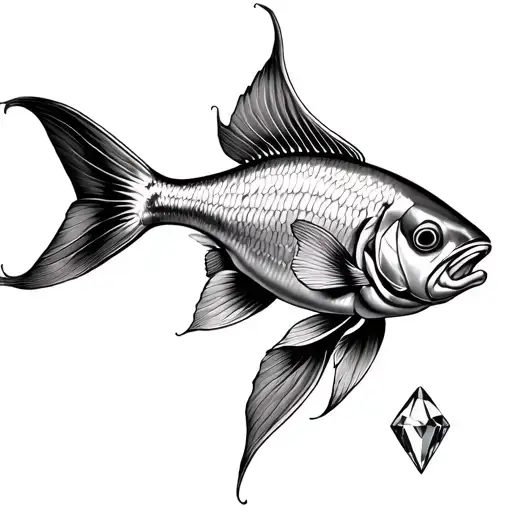 Rose Diamant And Fish Swimming