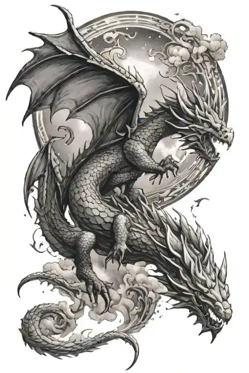 A Dragon Soaring Through The Night Sky Representing Perseverance