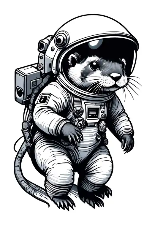Simple Astronaut Otter Floating