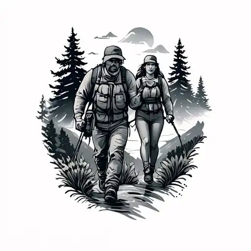 Hiking Tattoo Matching Husband And Wife