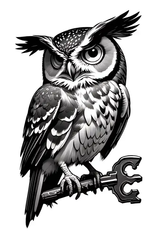 Owl Holding Key With All Seeing Eye