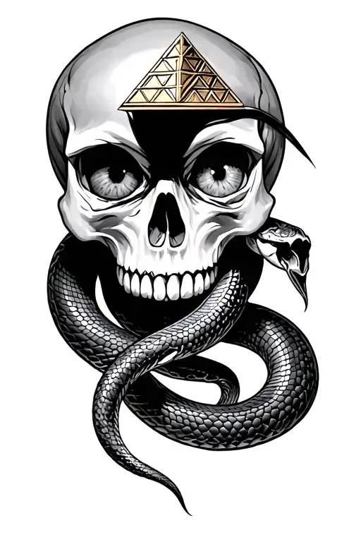 Skull And Snake With Pyramid In Eye