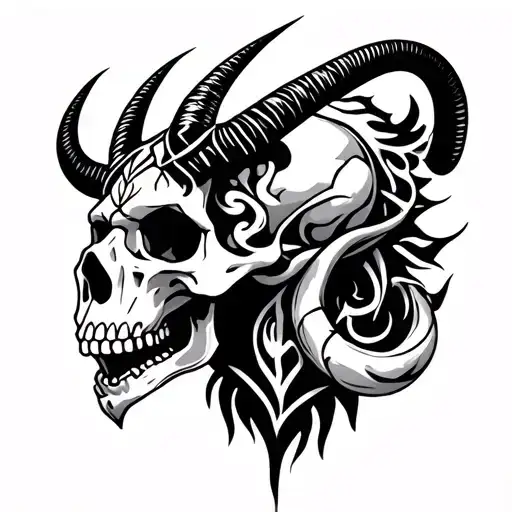 Capricorn Leo Aquarius Aries Skull Tribal