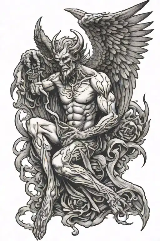 A Inflamed Angel Half Demon Doing Something Evil