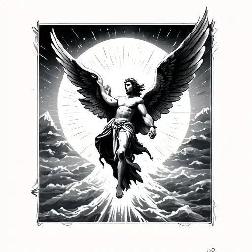 Icarus Flying To The Sun Shining