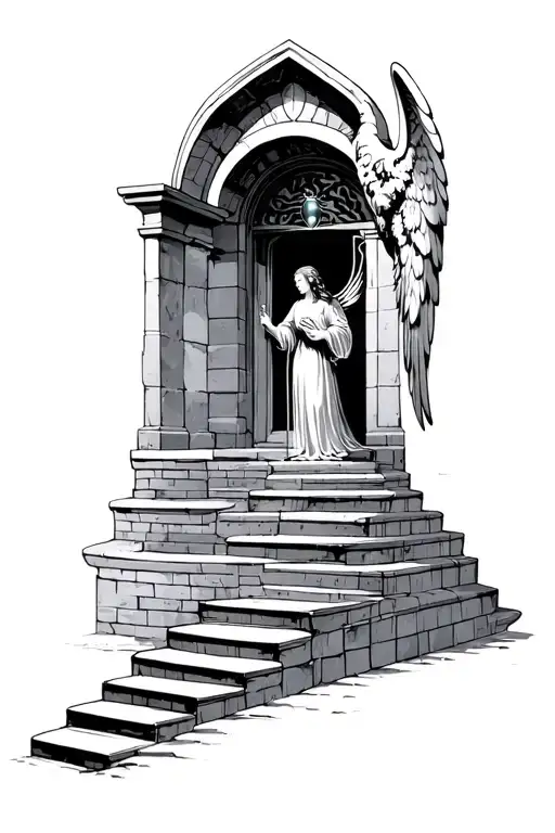 Secrets True Love Stairway Leading To Heavens Gates With Angel Waiting Hour Glass