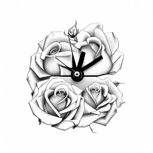 Roses With Clock And Cross