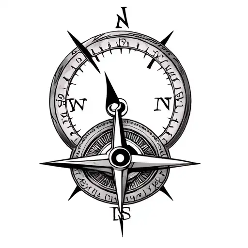 New Orleans Theme Full Thigh Tattoo Around Compass