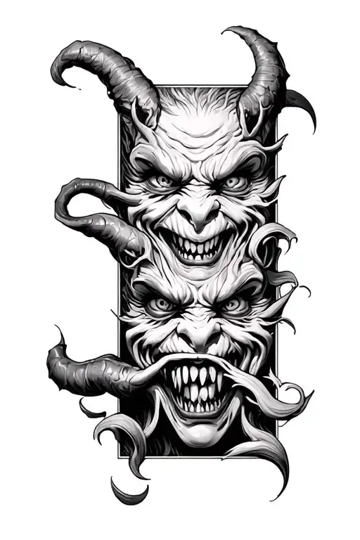 Demon And Moster Faces Peeking