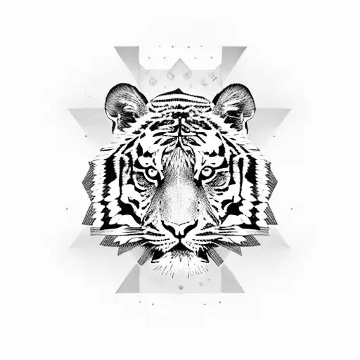 Tiger In A Geometric Aztec Style