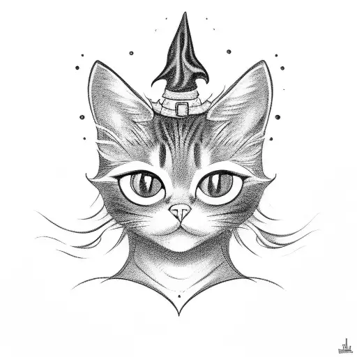 Old Cartoon Style Witchy Black Cat