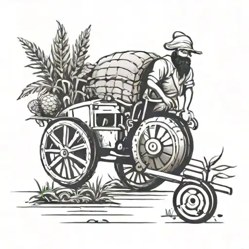 Design A Tattoo Depicting The Struggle Of Balancing Farming In Punjab With Travel Experiences Abroad