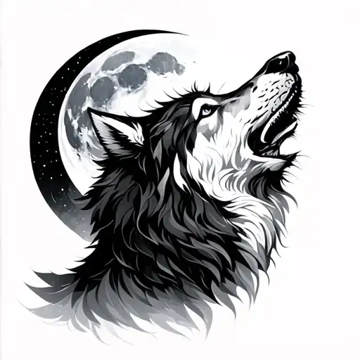 Geometry Wolf Howling At The Moon