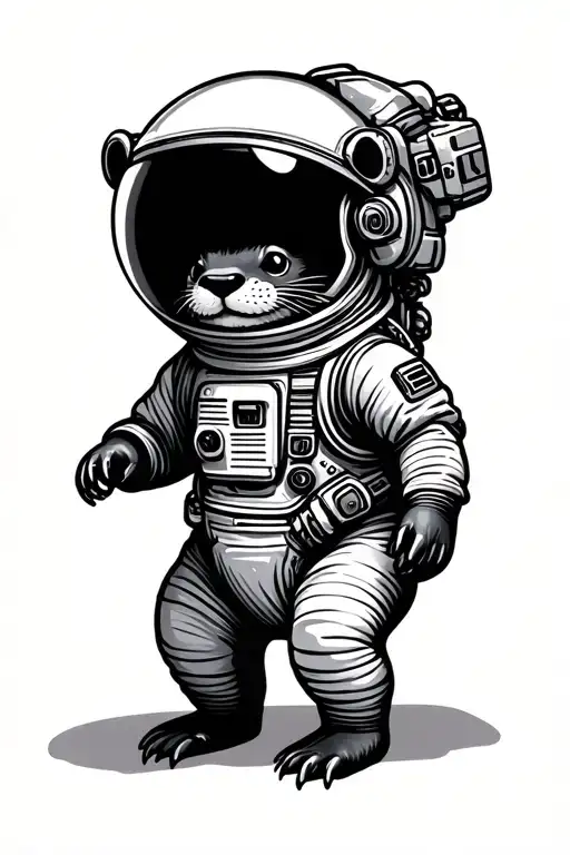 Simple Cartoon Astronaut Otter