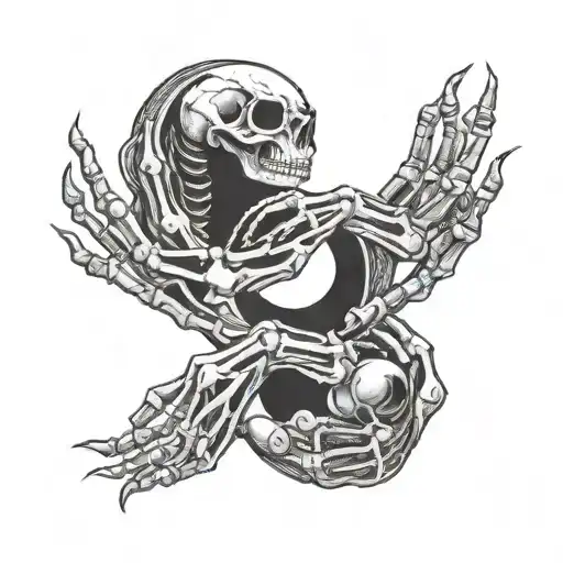Skeleton Hands Holding Yin Yang Symbol