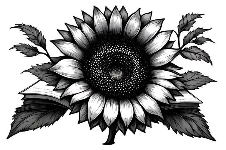 Simple Book With Sunflower Intertwined
