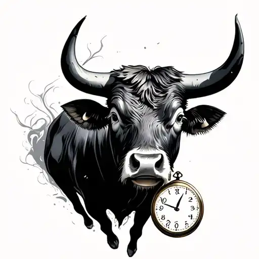 Bull With A Behind Clock