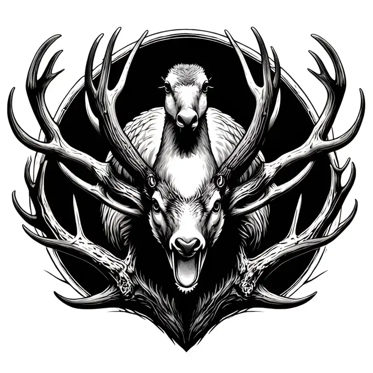 Deer Antlers Duck Turkey Intertwined