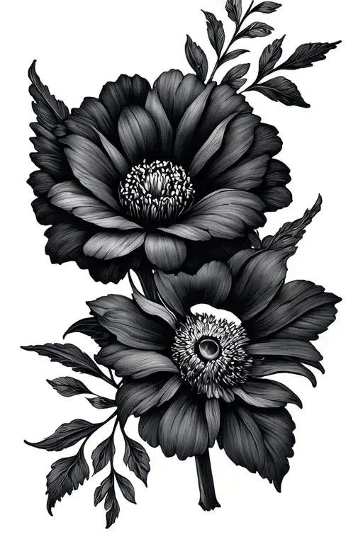 Fine Line Cross With December & September Birth Flower