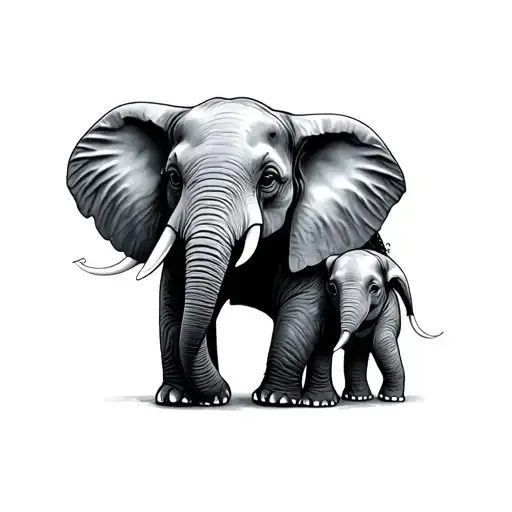 Tim Burton Mum And Child Elephant