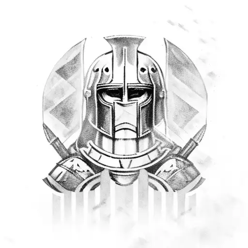 Full Body Spartan With Armor And Sword