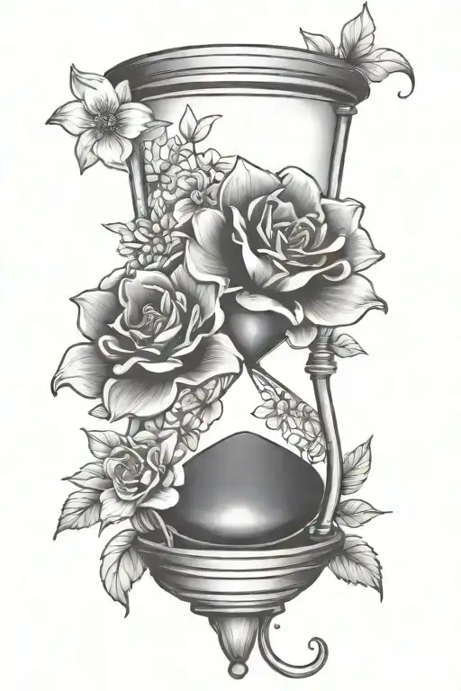 Hourglass Tattoo With Flowers