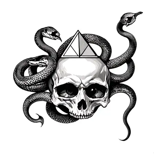Skull And Snake With Pyramid In Eye