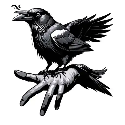 Crow On Top Of Hand