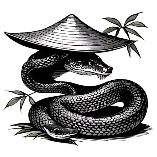 Snake With Bamboo Hat