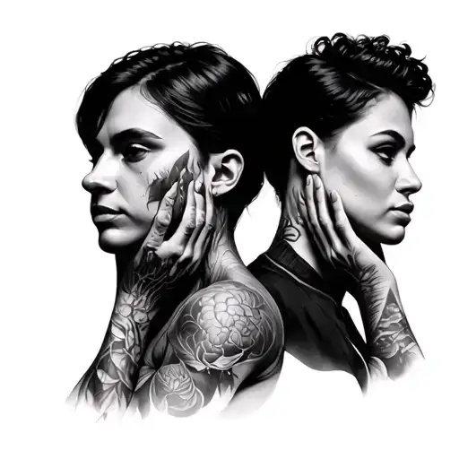 Man And Woman Standing In A Forest Back To Back With Hands On Face