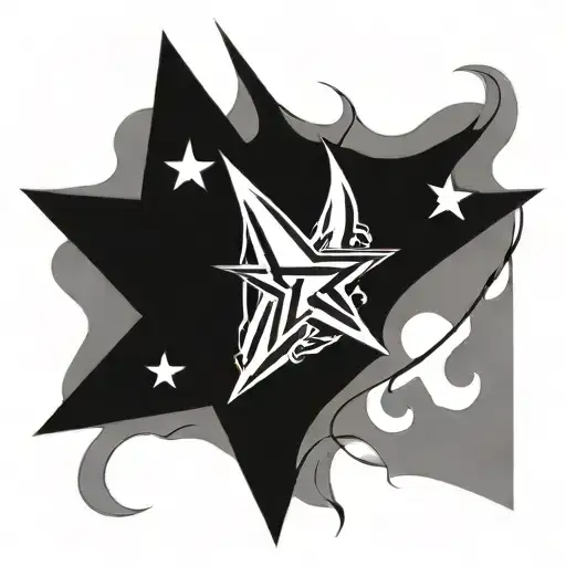 A Black Star With Lucifer Symbol Incorporated