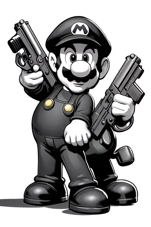 Mario And Luigi Animated With Duck Hunt Guns Crossed