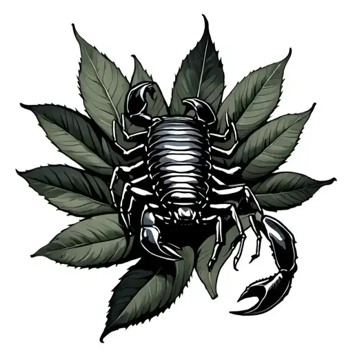 Scorpion On A Olive Leaf